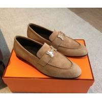 Best Product Hermes Paris Suede Loafers Brown 425216