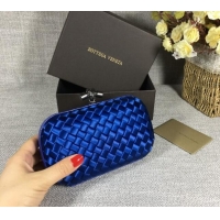 Famous Brand Bottega Veneta Satin Knot Mini Clutch BV8651 Stone Blue 2024