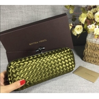 Popular Style Bottega Veneta Satin Knot Long Clutch BV8651 Shiny Green 2024