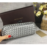 Top Quality Bottega Veneta Satin Knot Long Clutch BV8651 Silver Grey 2024