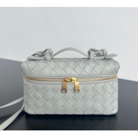 Grade Quality Bottega Veneta Bang Bang Vanity Case in Intrecciato Leather 789109 Light Grey 2024