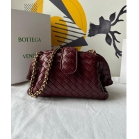 Good Taste Bottega Veneta Teen Lauren 1980 Clutch With Chain in Intrecciato Leather 785807 Burgundy 2024