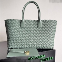 Grade Quality Bottega Veneta Large Cabat Tote Bag in Intreccio Leather 608811 Rock Grey 2024