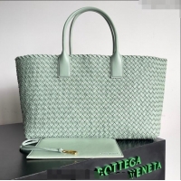 Well Crafted Bottega Veneta Large Cabat Tote Bag in Intreccio Leather 608811 Pale Green 2024