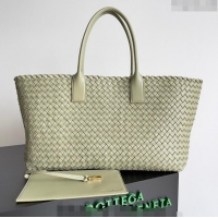 Top Design Bottega Veneta Large Cabat Tote Bag in Intreccio Leather 608811 Travertine Green 2024