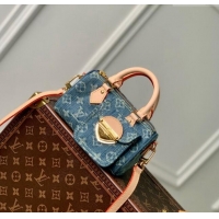 Buy Luxury Louis Vuitton Nano Speedy Mini Bag in Monogram Denim M82950 Blue 2024