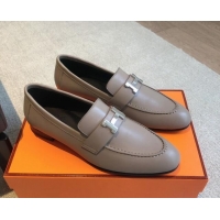 Charming Hermes Paris Calfskin Loafers Grey 425211