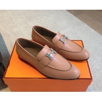 Classic Hot Hermes Paris Calfskin Loafers Apricot 425212