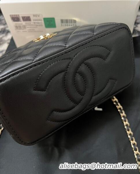 Best Price Chanel Top handle Vanity Case Con Catena A68114 Black