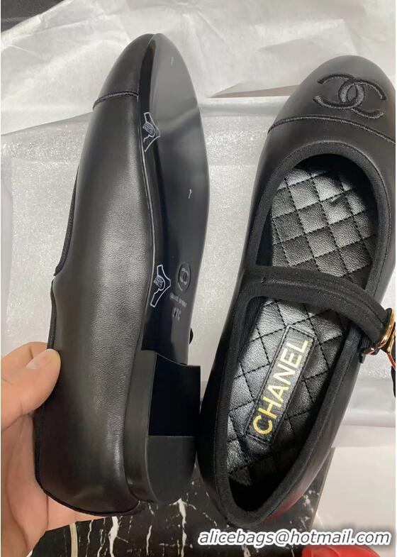 Promotional Chanel Calfskin Mary Janes Flat Ballet G45503 Black 423156