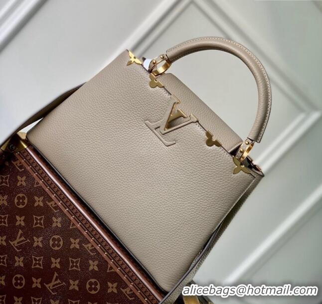 Big Discount Louis Vuitton Capucines Flower Crown MM Bag in Taurillon Leather M24567 Grey 2024