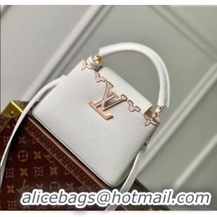 Famous Brand Louis Vuitton Capucines Flower Crown Mini Bag in Taurillon Leather M23331 White 2024