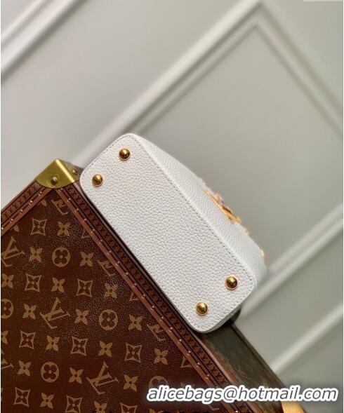 Famous Brand Louis Vuitton Capucines Flower Crown Mini Bag in Taurillon Leather M23331 White 2024