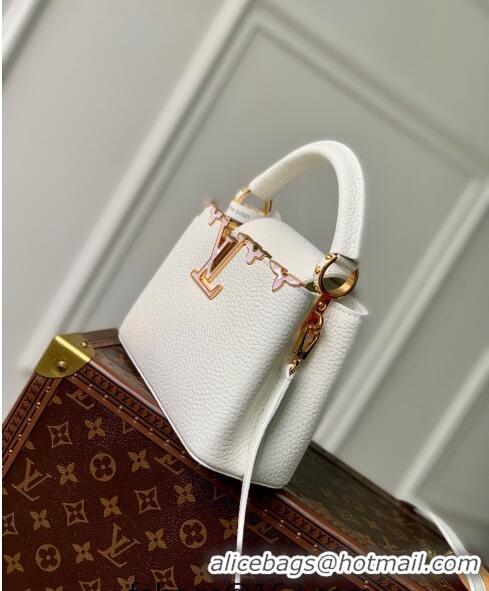 Famous Brand Louis Vuitton Capucines Flower Crown Mini Bag in Taurillon Leather M23331 White 2024