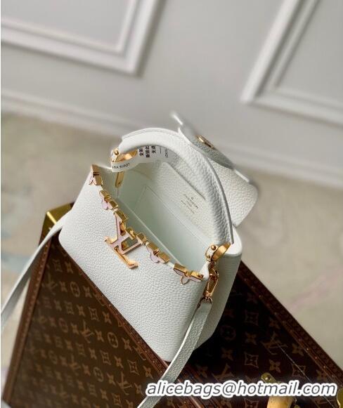 Famous Brand Louis Vuitton Capucines Flower Crown Mini Bag in Taurillon Leather M23331 White 2024