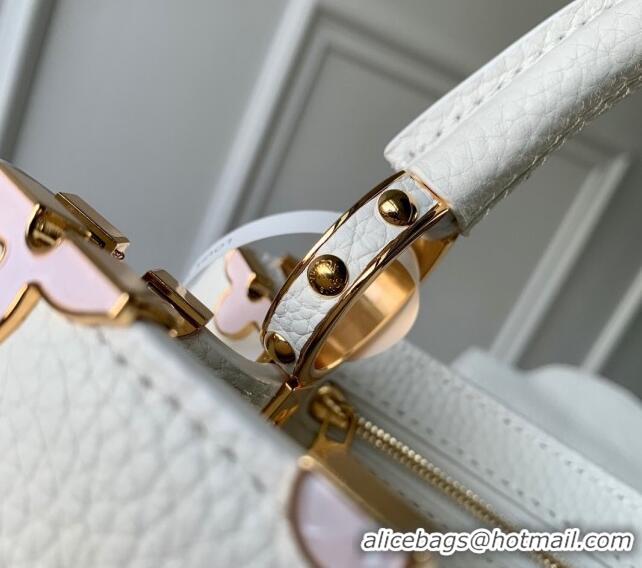 Famous Brand Louis Vuitton Capucines Flower Crown Mini Bag in Taurillon Leather M23331 White 2024