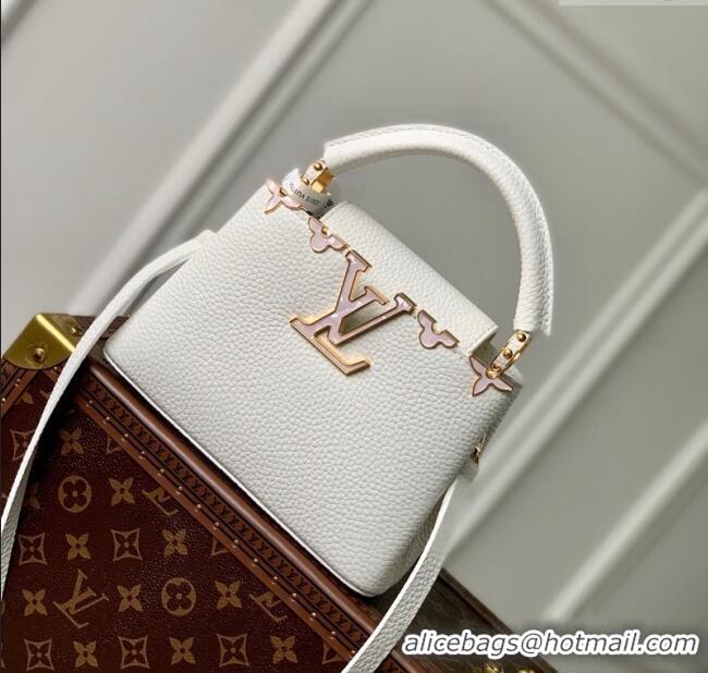 Famous Brand Louis Vuitton Capucines Flower Crown Mini Bag in Taurillon Leather M23331 White 2024