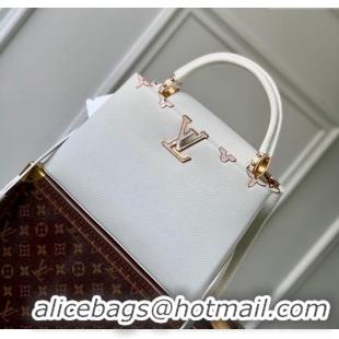 Top Quality Louis Vuitton Capucines Flower Crown MM Bag in Taurillon Leather M23331 White 2024