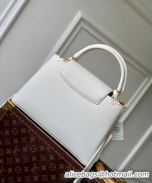 Top Quality Louis Vuitton Capucines Flower Crown MM Bag in Taurillon Leather M23331 White 2024