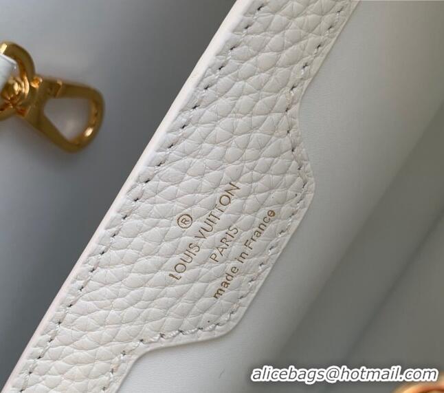 Top Quality Louis Vuitton Capucines Flower Crown MM Bag in Taurillon Leather M23331 White 2024