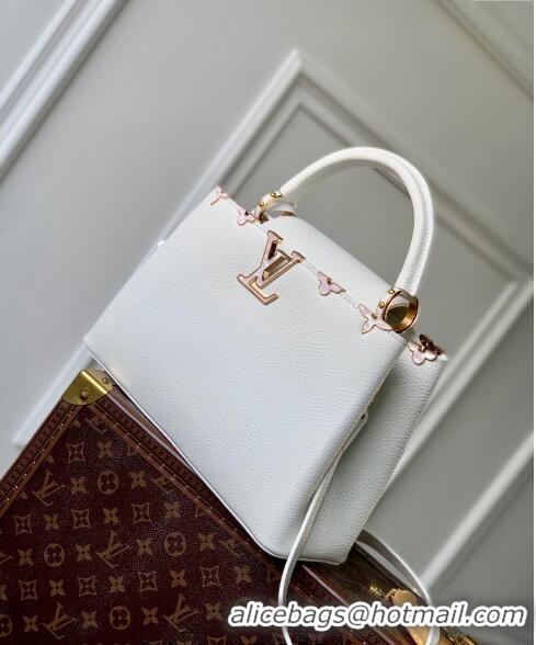 Top Quality Louis Vuitton Capucines Flower Crown MM Bag in Taurillon Leather M23331 White 2024