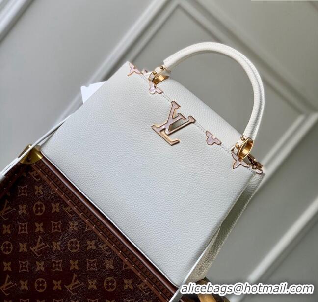 Top Quality Louis Vuitton Capucines Flower Crown MM Bag in Taurillon Leather M23331 White 2024