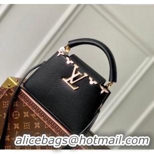 Affordable Price Louis Vuitton Capucines Flower Crown Mini Bag in Taurillon Leather M23263 Black 2024