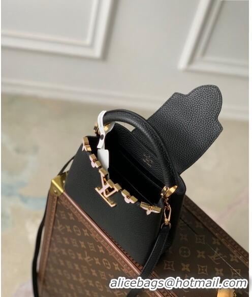 Affordable Price Louis Vuitton Capucines Flower Crown Mini Bag in Taurillon Leather M23263 Black 2024