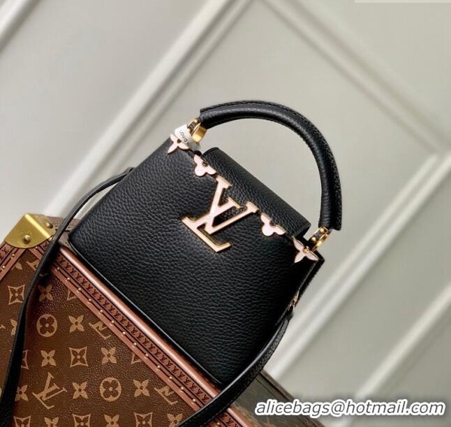 Affordable Price Louis Vuitton Capucines Flower Crown Mini Bag in Taurillon Leather M23263 Black 2024