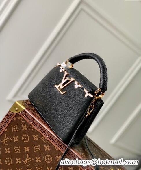 Affordable Price Louis Vuitton Capucines Flower Crown Mini Bag in Taurillon Leather M23263 Black 2024