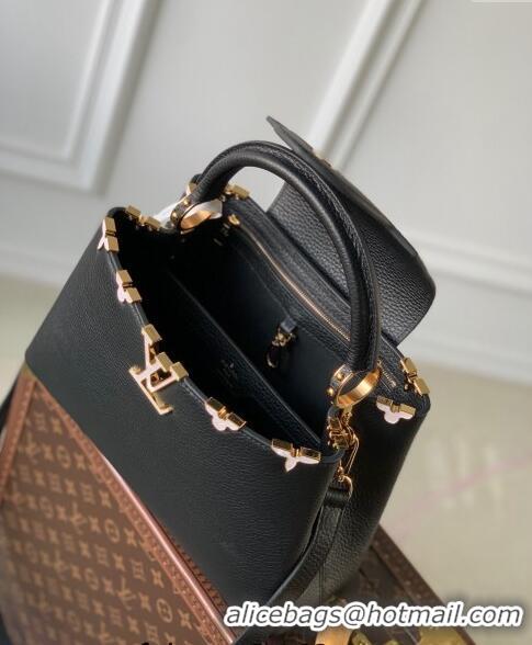 Good Quality Louis Vuitton Capucines Flower Crown MM Bag in Taurillon Leather M23263 Black 2024