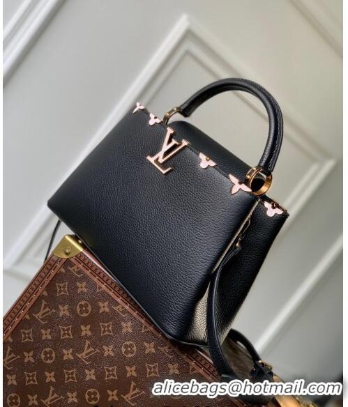 Good Quality Louis Vuitton Capucines Flower Crown MM Bag in Taurillon Leather M23263 Black 2024