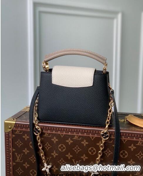 Good Product Louis Vuitton Capucines Mini Bag with Flower Chain in Taurillon Leather M20708 Black 2024