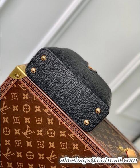 Good Product Louis Vuitton Capucines Mini Bag with Flower Chain in Taurillon Leather M20708 Black 2024