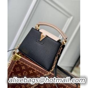 Top Quality Louis Vuitton Capucines BB Bag with Flower Chain in Taurillon Leather M20708 Black 2024