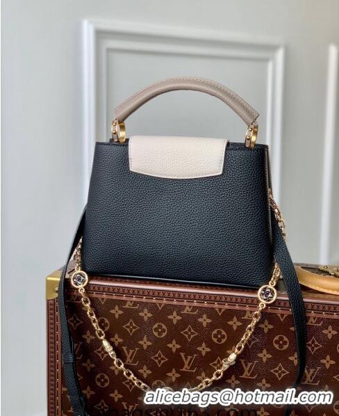 Top Quality Louis Vuitton Capucines BB Bag with Flower Chain in Taurillon Leather M20708 Black 2024