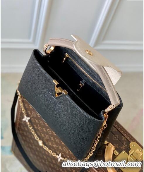 Famous Brand Louis Vuitton Capucines MM Bag with Flower Chain in Taurillon Leather M20708 Black 2024