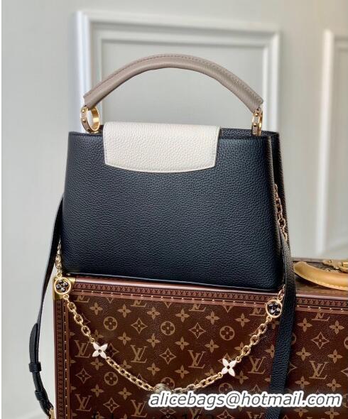 Famous Brand Louis Vuitton Capucines MM Bag with Flower Chain in Taurillon Leather M20708 Black 2024