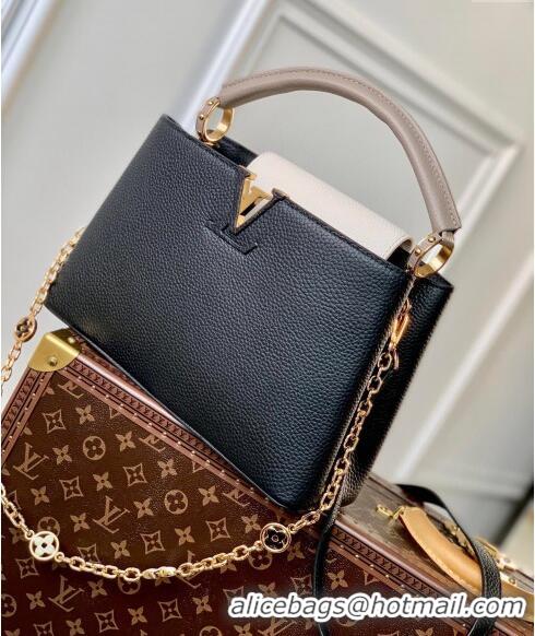 Famous Brand Louis Vuitton Capucines MM Bag with Flower Chain in Taurillon Leather M20708 Black 2024