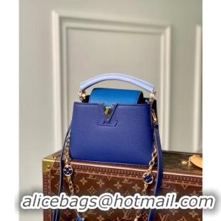 Grade Design Louis Vuitton Capucines Mini Bag with Flower Chain in Taurillon Leather M20844 Blue 2024