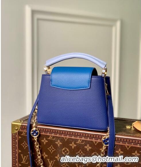 Grade Design Louis Vuitton Capucines Mini Bag with Flower Chain in Taurillon Leather M20844 Blue 2024