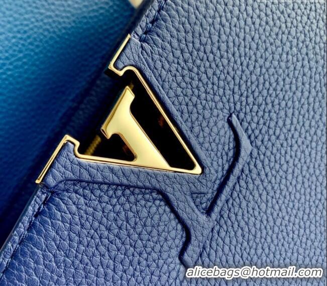 Grade Design Louis Vuitton Capucines Mini Bag with Flower Chain in Taurillon Leather M20844 Blue 2024