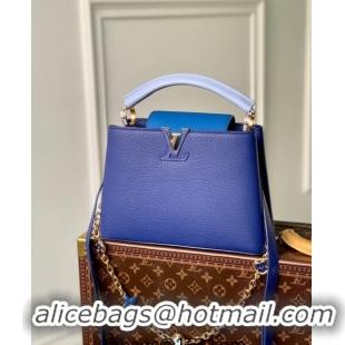 Promotional Louis Vuitton Capucines BB Bag with Flower Chain in Taurillon Leather M20844 Blue 2024