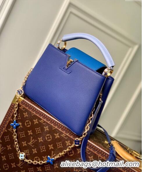 Promotional Louis Vuitton Capucines BB Bag with Flower Chain in Taurillon Leather M20844 Blue 2024