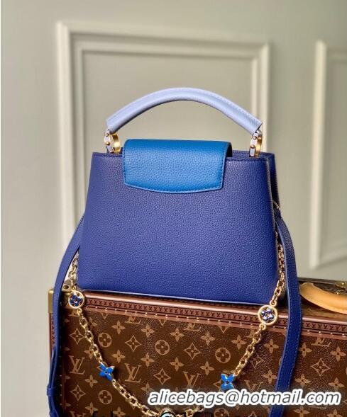 Promotional Louis Vuitton Capucines BB Bag with Flower Chain in Taurillon Leather M20844 Blue 2024