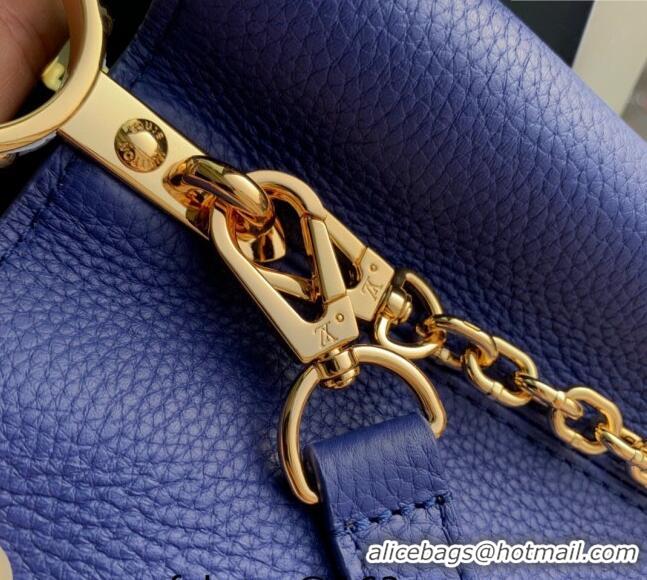 Promotional Louis Vuitton Capucines MM Bag with Flower Chain in Taurillon Leather M20844 Blue 2024