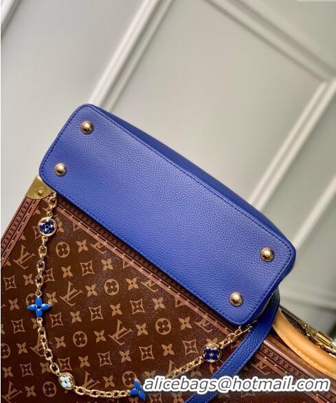 Promotional Louis Vuitton Capucines MM Bag with Flower Chain in Taurillon Leather M20844 Blue 2024