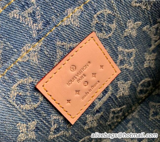 Famous Brand Louis Vuitton Pochette Cosmétique PM Makeup Pouch in Navy Blue Monogram Denim M24316 2024 New LV Remix