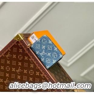 Top Grade Louis Vuitton Lou Wallet in Blue Monogram Denim M83160 2024 New LV Remix