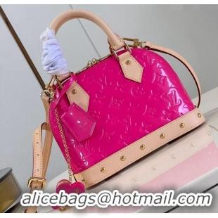 Big Discount Louis Vuitton Alma BB Bag in Monogram Vernis Leather M90611 Neon Pink 2024 New LV Remix